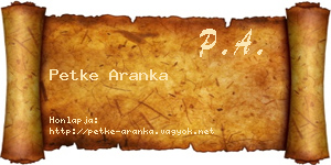 Petke Aranka névjegykártya